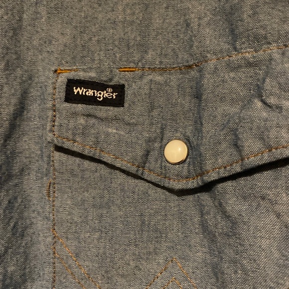Wrangler Blue Pearl Snap Button Down Long Sleeve Shirt Men’s Size Large - Picture 3 of 6